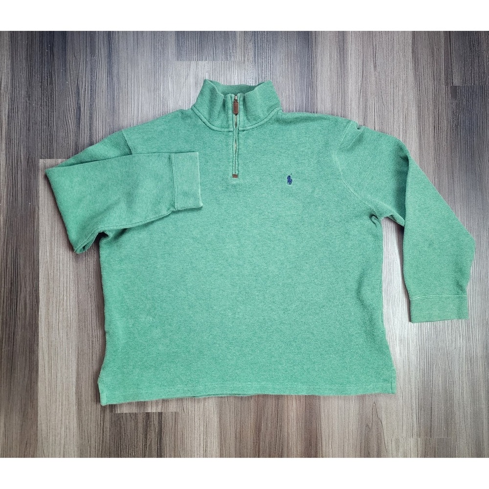 Polo Ralph Lauren 1/4 Zip Pullover Sweater Men's XL Green Pony Logo Classic
